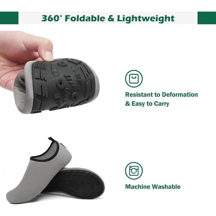 Шкарпетки для душу SAGUARO 7 отворів, швидко сохнуть, не слизькі, для чоловіків та жінок, розмір 36-47 (40/41 EU, сірий)