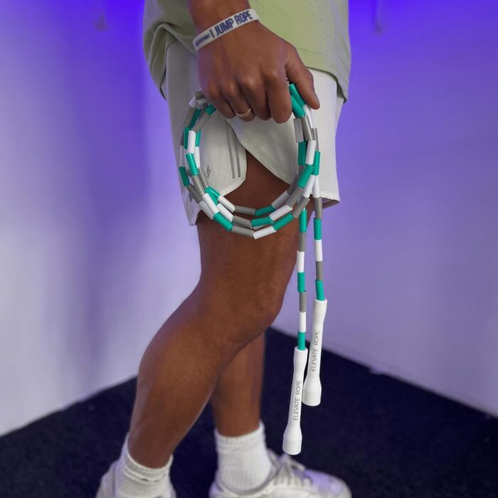 Набір скакалок Elevate Rope: 2 шт. з регулюванням, додаток для тренувань, для дорослих та дітей, швидкісні та з перлинками, для занять в приміщенні та на вулиці (блакитний)