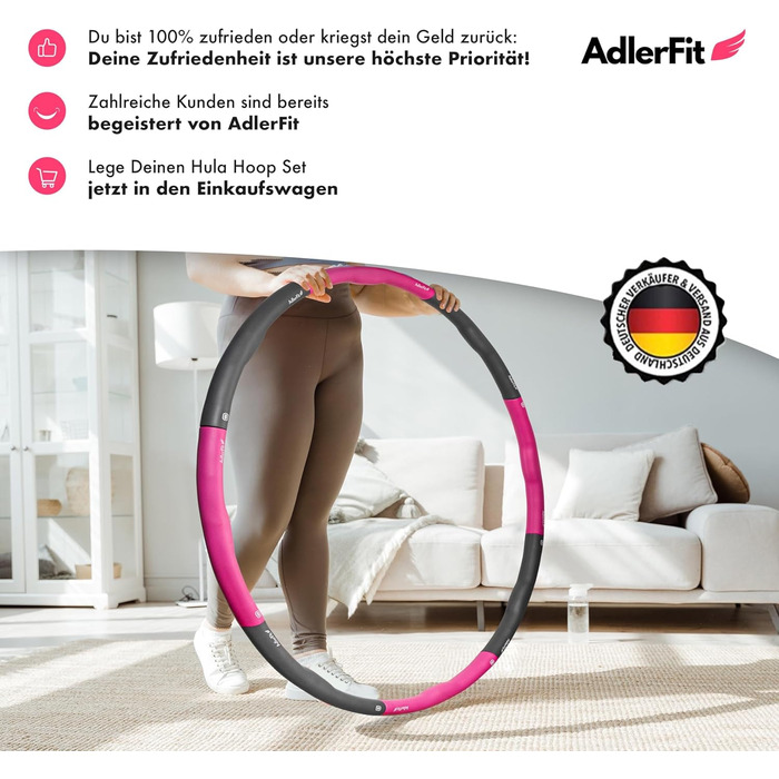 Hula Hoop AdlerFit для дорослих та дітей: фітнес-обруч для схуднення, 1,2 кг, діаметр до 100 см