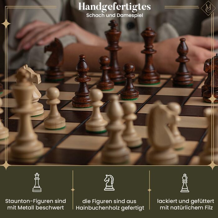 Професійний шаховий турнірний набір Master of Chess №5 з дерева, делюкс-шахи з великими металевими фігурами та шашками для дітей і дорослих