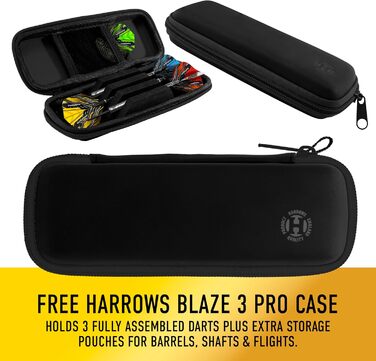 Набір дротиків Harrows Supergrip Ultimate 24 г з вольфрамовим наконечником та чохлом Blaze, 20 шт.