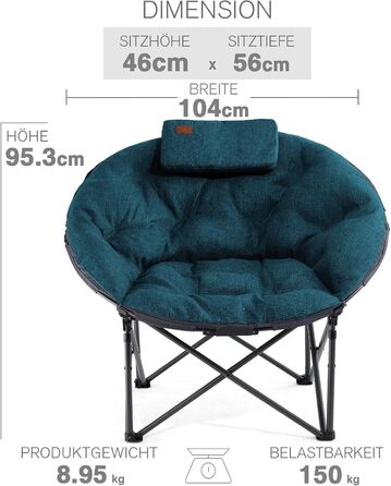 Крісло для кемпінгу EVER ADVANCED Luxus Moonchair XXL: велике, складне, 150 кг, зелене