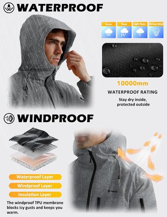 GEYSE чоловіча зимова куртка для сноубордингу та хайкінгу. Водонепроникна вітрозахисна куртка з інтегрованою системою підвіски та капюшоном. Колір: Areegrün (структурований сірий на чорному). Розмір: M