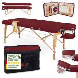 Zen – Мобільний масажний стіл Zen з круглими кутами, складний та з регулюванням висоти – масажний стіл з цільного дерева для активних стилів масажу. Масажний стіл з підголовником, підлокітниками та кишенею