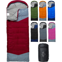 Спальні мішки для дорослих та дітей – для холодної та теплої погоди. Водонепроникний, легкий спальний мішок для кемпінгу, піших прогулянок та трекінгу (з компресійним мішком). Підходить для 3-4 сезонів, 10-20°C, 1.5KG – Чорний (10-20°C, 1.5KG-Вишневий)