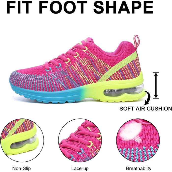 Жіночі кросівки для бігу Hitmars: легкі, дихаючі, з амортизацією, для фітнесу, вулиці та бігу. Розміри EU 36-42. Чорний та червоний кольори.