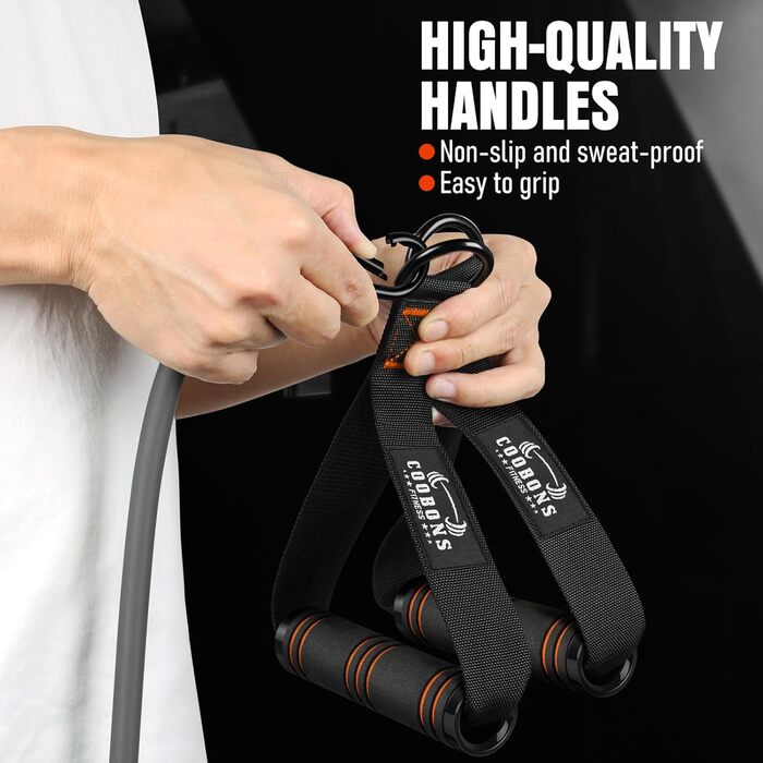Стрічки для фітнесу з набором ручок, 79,4 кг, для силових тренувань, йоги, дому та фітнесу