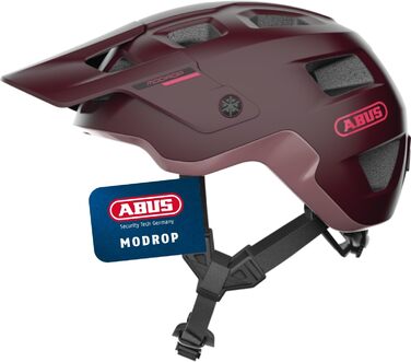 Велосипедний шолом ABUS MoDrop для MTB, надійний, з вентиляцією, універсальний, розмір L (57-61 см), темно-червоний (wildberry red)
