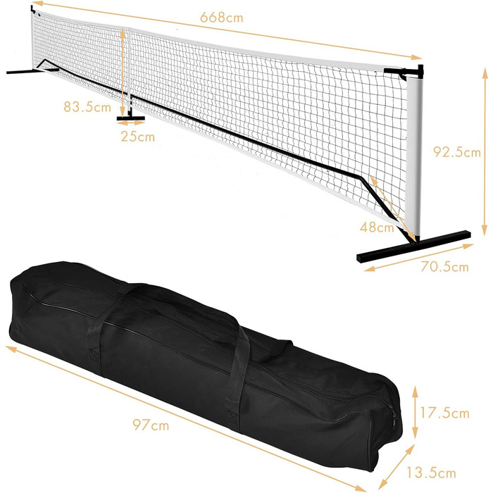 Набір для піклболу GYMAX з металевим каркасом, 6.7 м, з сумкою, вологостійкий, для тренувань у саду, на пляжі та задньому дворі