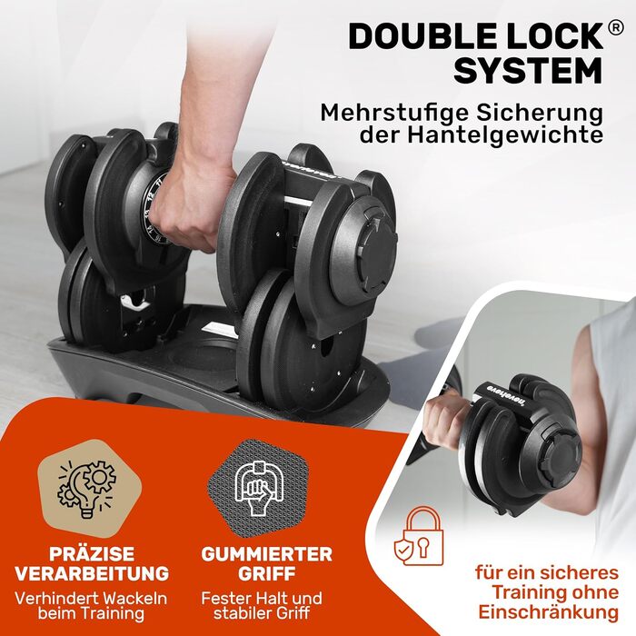 Регульовані гантелі набір | 12-40 кг | 15 положень | для дому | FIX LOCK