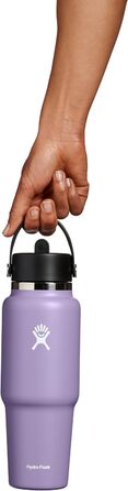 Термобутилка Hydro Flask 946 мл з широкою горловиною, гнучкою кришкою із соломинкою, вакуумною ізоляцією TempShield, із нержавіючої сталі, без BPA, Moonshadow