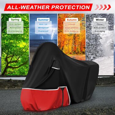 Водонепроникний чохол для мотоцикла Piaggio MP3 400/500 (з багажником) - чорний/червоний, 420D Oxford, зимовий, захисний