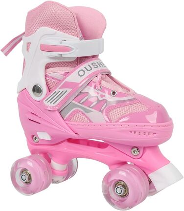 Дитячі ролики Supfine – регульовані, з підсвічуванням, розмір 31-38 (S/M), для дівчаток та хлопчиків, рожеві