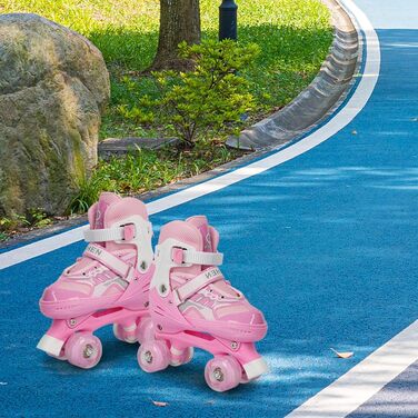 Дитячі ролики Supfine – регульовані, з підсвічуванням, розмір 31-38 (S/M), для дівчаток та хлопчиків, рожеві