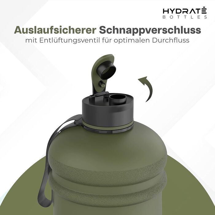 Фляга для води HYDRATE XL 2.2 л - для спортзалу, спорту та подорожей, без BPA, міцна, об'єм 2188 мл (Матовий камуфляж)