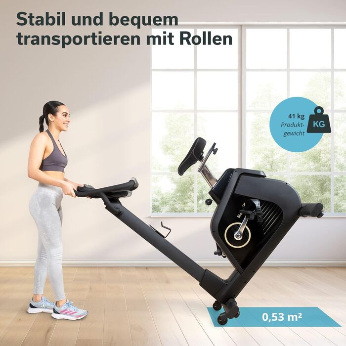 Велотренажер Skandika Liege-Ergometer P14 з сенсорним екраном, Bluetooth, додатками, до 150 кг, для дому