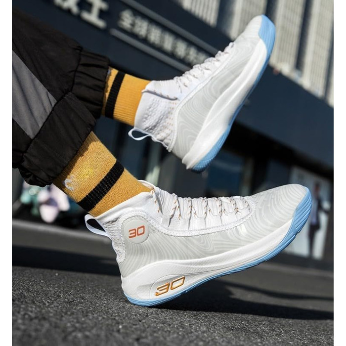 Чоловічі баскетбольні кросівки, високі, дихаючі, з антиковзаючою підошвою, для тренувань у залі та на вулиці, білі, 40 EU