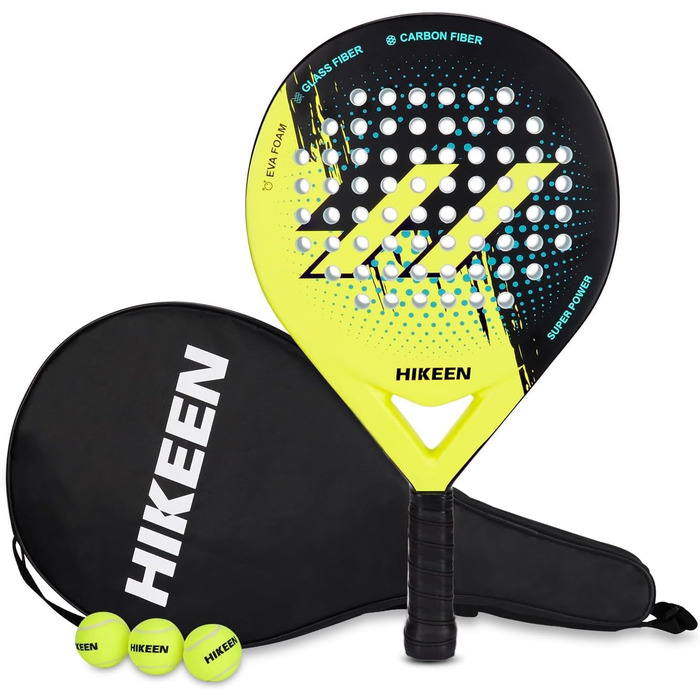 Плече для падел-тенісу BOIOSTEADY для дорослих, підлітків та початківців. Ракета з карбону та скловолокна з м'ячами для тенісу. 1 або 2 шт.