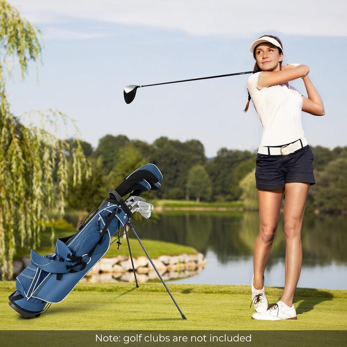 Сумка для гольфу LIFEZEAL Stand Bag: легка, з 4-ма перегородками, регульованим плечовим ременем, для чоловіків та жінок (Блакитна)