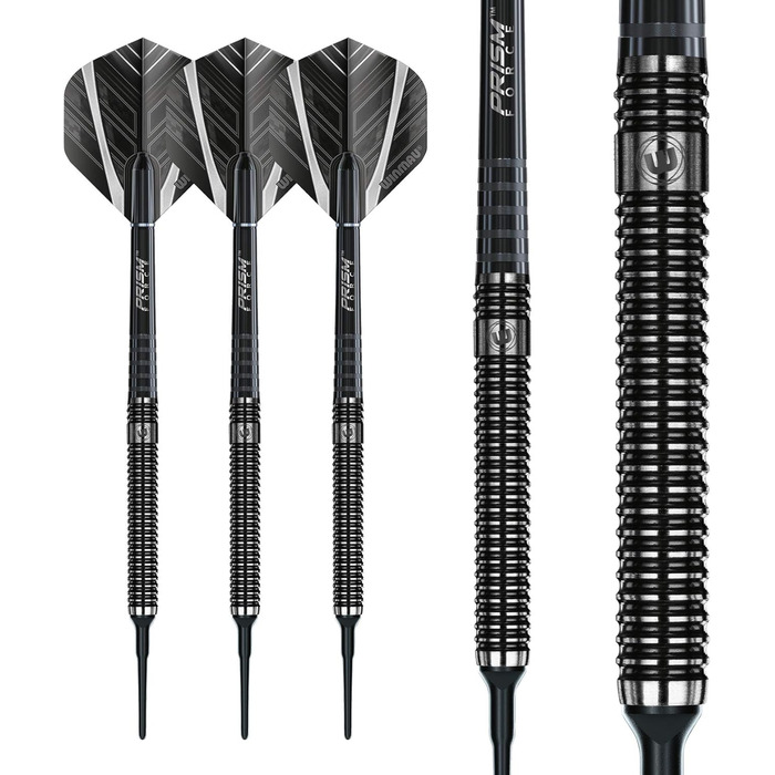 Дротики Winmau Blackout 90% вольфрам, м'який наконечник, рівний рифлений ствол