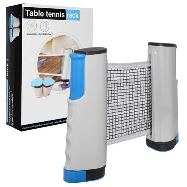 М'ячик для настільного тенісу Dalephoric, висувний, портативний, для гри в приміщенні та на вулиці, довжина до 170 см, сітка для настільного тенісу, офісний стіл, сіро-блакитний