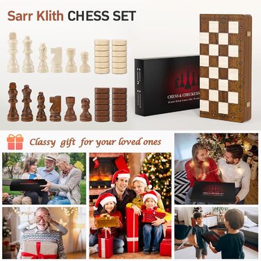 Магнітна шахова дошка 2в1 Paom 40.5x40.5 см: дерев'яна, складана, з фігурами для дорослих та дітей