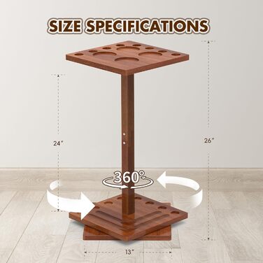 Підставка для кия для більяру, 360° обертання, стійка для кия, полиця для 8 київ, міцна дерев'яна підставка для більярдного аксесуару