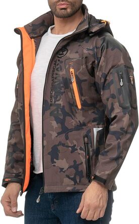Чоловіча куртка Geographica Norway Softshell, піксельний камуфляж Khaki/Orange, для активного відпочинку та туризму