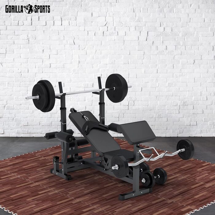 Набір захисних пазл-матів для підлоги GORILLA SPORTS® з EVA-піни, 60x60x1,2 см, 16 шт (5,76 м²), протиковзкі килимки для фітнесу та тренувань, колір: темний дерево