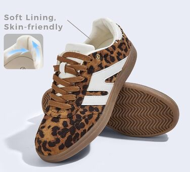 Кросівки жіночі LUCKY STEP класичні ретро, шкіра, для тенісу та скейтбордингу, з гумовою підошвою, Leopard (42 EU)