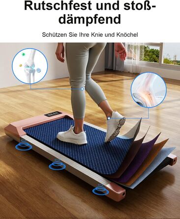 Тренажер для ходьби Copant Walking Pad з керуванням через додаток, столик для бігу, 6 км/год, максимальне навантаження 136 кг, професійні курси та багатокористувацькі змагання (Золотий, 90 см)