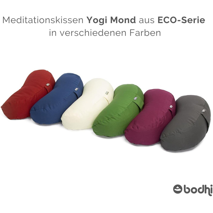 Медитаційна подушка-півмісяць Bodhi Yogi MOND ECO з натуральної бавовни, наповнювач гречане лушпиння, для йоги та медитації, екологічна