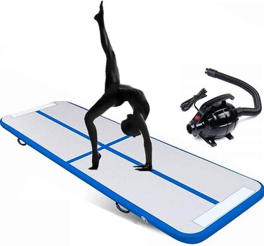 Гімнастична килимок LSLIFE надувний, 4/5/6 метрів, товщина 10 см, з електричним насосом. Для гімнастики, йоги, тренувань, дітей. Надувна гімнастична доріжка, тренувальна балка.