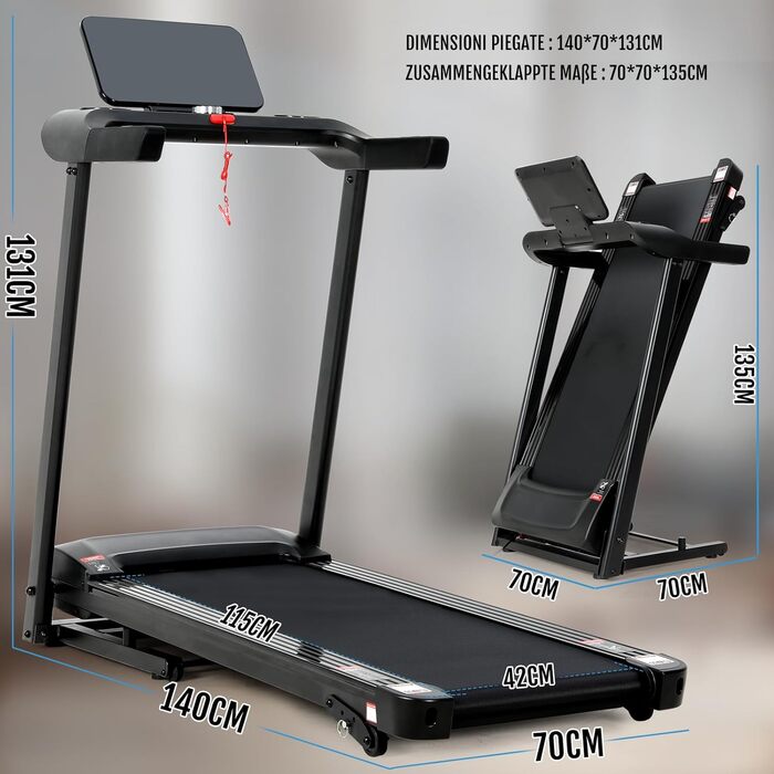 Бігова доріжка Novonova SY-T1507: 1-14 км/год, LED-дисплей, 12 програм, складаний