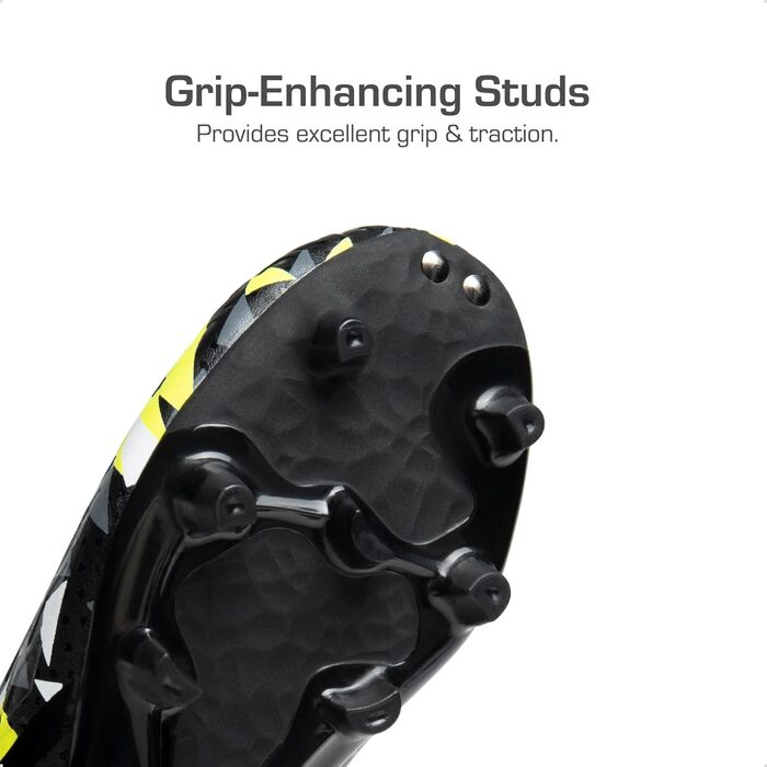 Футбольні бутси DREAM PAIRS для дітей (хлопців та дівчат) з шипами, для тренувань та гри на відкритому повітрі. Професійні дитячі футбольні бутси, розмір 38.5 EU, чорний/неоновий зелений