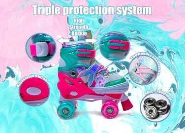 Дитячі ролики-хвіст русалки Scale Sports для дівчаток, регульовані, з підсвічуванням, розмір L (2.5-5 UK), м'ятно-рожеві