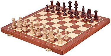 Набір шаховий турнірний Großartig NO.6 | Master Of Chess | Шаховий набір з шахівницею 54x54 см | Корпус з горіха та сикомори, високоякісний набір Staunton