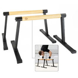 Паралелетки Müller & Blum з підкладками для зап'ястя, преміум обладнання для гімнастики та калістеніки, неслизькі ручки для віджимань, турнік для вправ з власною вагою, чорний