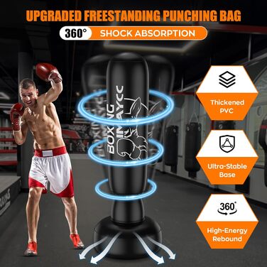 Стенд-мішок для боксу дорослий/підлітковий, 180 см, PVC, для боксу, кікбоксингу, муай-тай, MMA, боксерського тренування