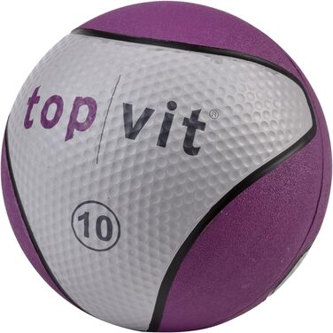 Топовий медичний м'яч top vit 10 кг, фітнесбол з гумовим покриттям, студійна якість, фіолетовий