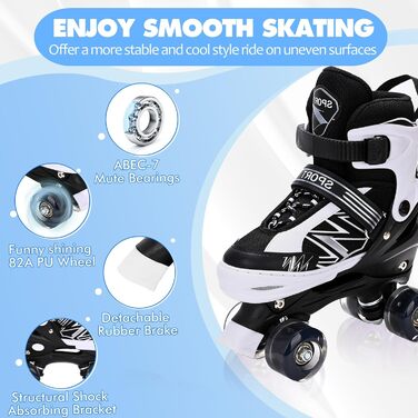 Роликові ковзани для дітей LOKJIJI: регульовані, фіолетові та білі, для початківців