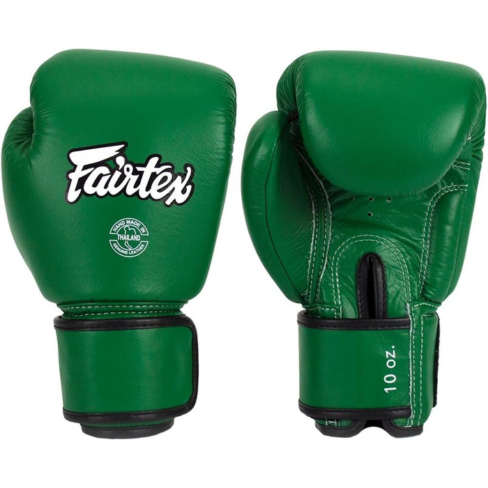 Боксерські рукавички Fairtex BGV16, шкіряні, 10 Oz, зелений (для боксу та муай-тай)