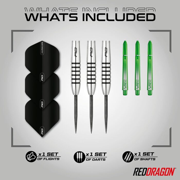 Дартс-набір Red Dragon Featherlite 9, 19 г, вольфрам, з оперенням і стрижнями