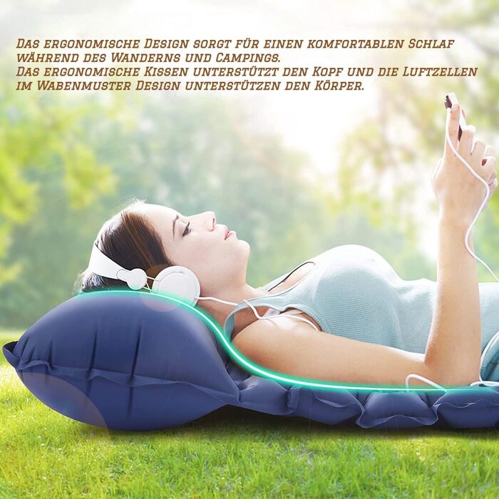 Надувний килимок для кемпінгу Isomatte на 2 особи, 200x120x6 см, водонепроникний, армійний зелений