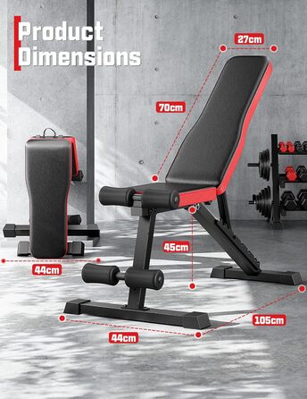 Регульована складана лава для тренувань з 9-рівневим налаштуванням спинки, чорна. Максимальне навантаження: 300 кг