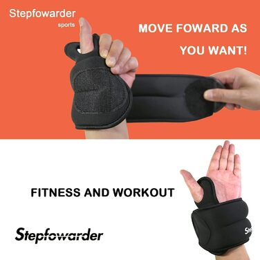 Обтяжувачі для зап'ястя Stepfowarder 2×1.5 кг, з петлею для великого пальця, чорні, спортивні манжети для фітнесу та бігу