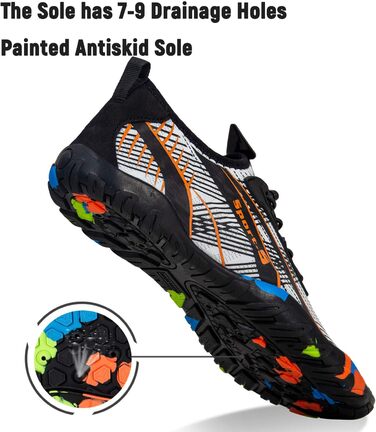 Шкарпетки для плавання IceUnicorn: аквашузи для жінок та чоловіків, швидко сохнуть, для серфінгу, 43 EU, білі та помаранчеві