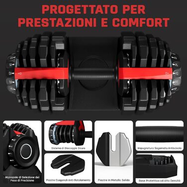 Регульовані гантелі Yaheetech, 15 рівнів, сталь, 2.5 - 24 кг, швидке налаштування, подвійне блокування, неслизькі, для тренажерного залу, дому, офісу