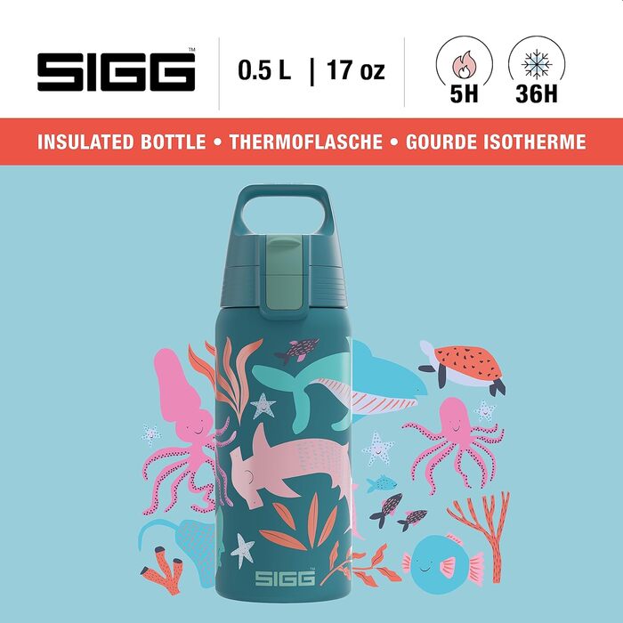 Термос-пляшка SIGG Shield ONE для дітей, 0,5 л, для газованих напоїв, герметична, легка, без BPA, синя