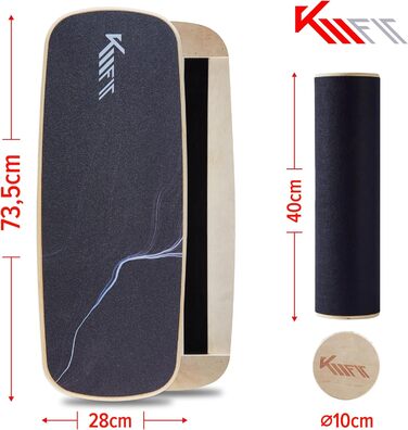 Дерев'яна баланс-дошка KM-Fit для координації та рівноваги | Індоор скейтборд, серфборд | Тренажер для сили та рівноваги